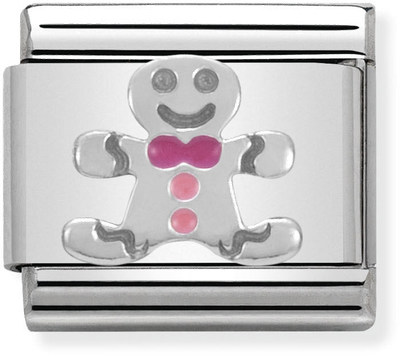 Nomination Classic Gingerbread Man Sterling Silver & Steel Enamel Charm 330204/09