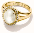 Thomas Sabo Thomas Sabo Fluid Elegance 18ct Yellow Gold Plated Mother of Pearl Halo Signet Ring (Size 50) TR2542-M01-14-50 - widok alternatywny 2