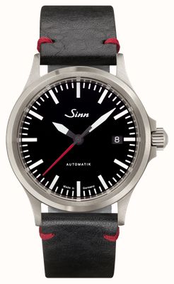 Sinn 556 I RS | Black Vintage Style Leather with Red Stitch Watch 556.0106 BLACK VINTAGE LEATHER RED STITCH
