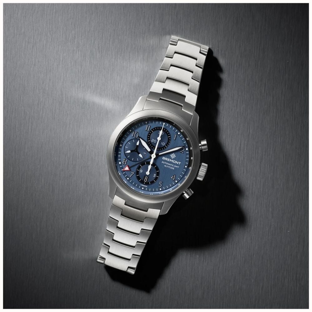 Bremont Altitude Chronograph GMT Automatic (42mm) Brushed Blue Galvanic Metal Dial / Stainless Steel Strap Watch ALT42-CHR-G-SS-BL-B - alternate view 7