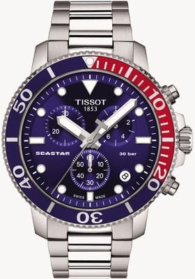 Tissot Reloj cronógrafo de cuarzo Seastar 1000 azul T1204171104103