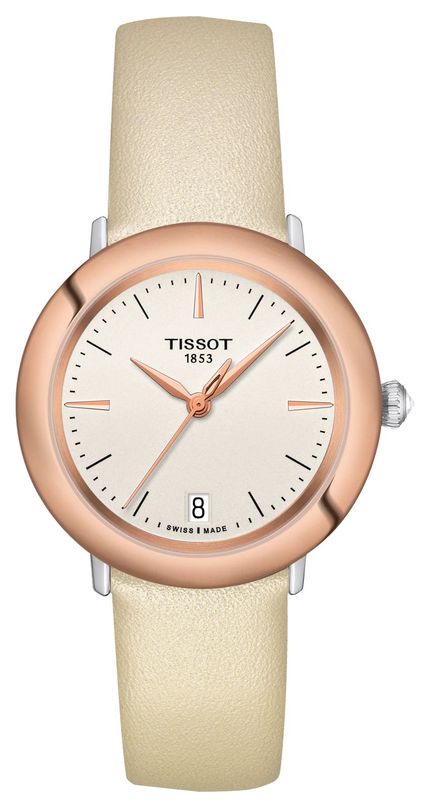 Tissot Glendora 18 Karat Gold-Creme-Lederband T9292104626100 uhr-image-87322