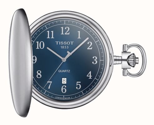 Tissot Reloj de bolsillo con esfera azul de cuarzo Savonnette T8624101904200