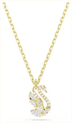 Swarovski Swan pendant Mixed cuts, Swan, White, 18K gold finish 5754626