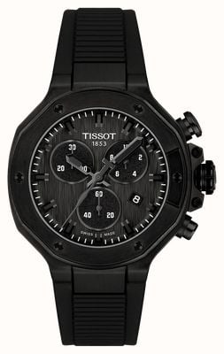 Tissot Chronograf T-race (38 mm) czarna tarcza / czarny pasek gumowy T1418173705100