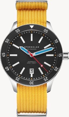STERNGLAS Marus 2.0 自动腕表（42 毫米）黑色表盘/黄色尼龙表带 S02-MA43-FI01
