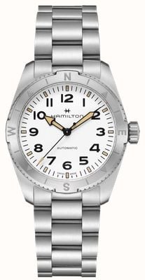 Hamilton 卡其色野外探险自动腕表（37毫米）白色表盘/不锈钢表链 H70225110