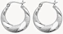 Silver Patterned Creole Earrings G51043