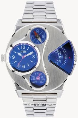 STORM Reloj de acero inoxidable V2 Navigator azul láser con doble huso horario. 47246/B
