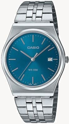 Casio Analoges Quarzwerk der MTP-Serie (35 mm), ozeanblaues Sunray-Zifferblatt / Edelstahlarmband MTP-B145D-2A2VEF