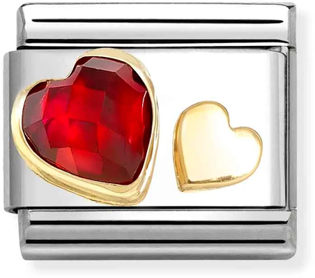 Nomination Classic Heart 18ct Gold & Steel Charm 030611/05
