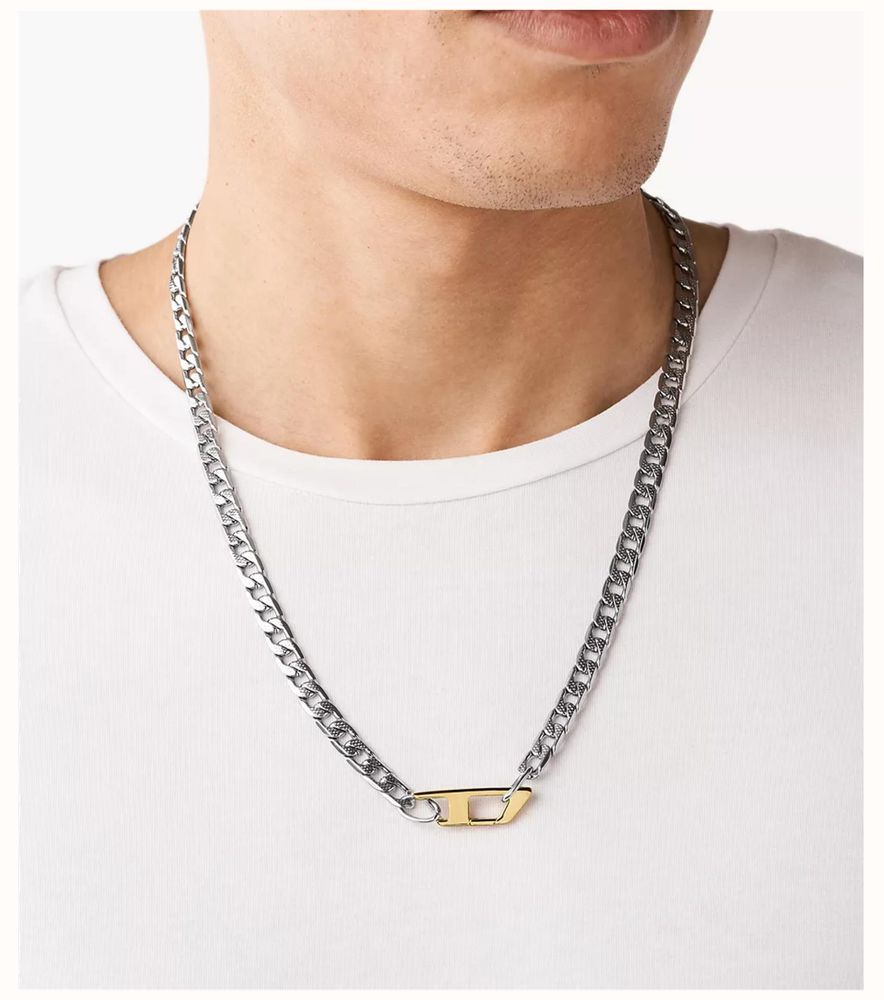 Diesel Men's Stainless Steel Chain Necklace With D Symbol