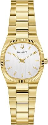 Bulova Super Seville Mini (25 mm), cadran argent brossé / bracelet en acier inoxydable PVD or 97L189