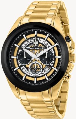 Maserati Men's Traguardo (45mm) Skeleton Chronograph Dial / Gold Stainless Steel Bracelet R8873612058