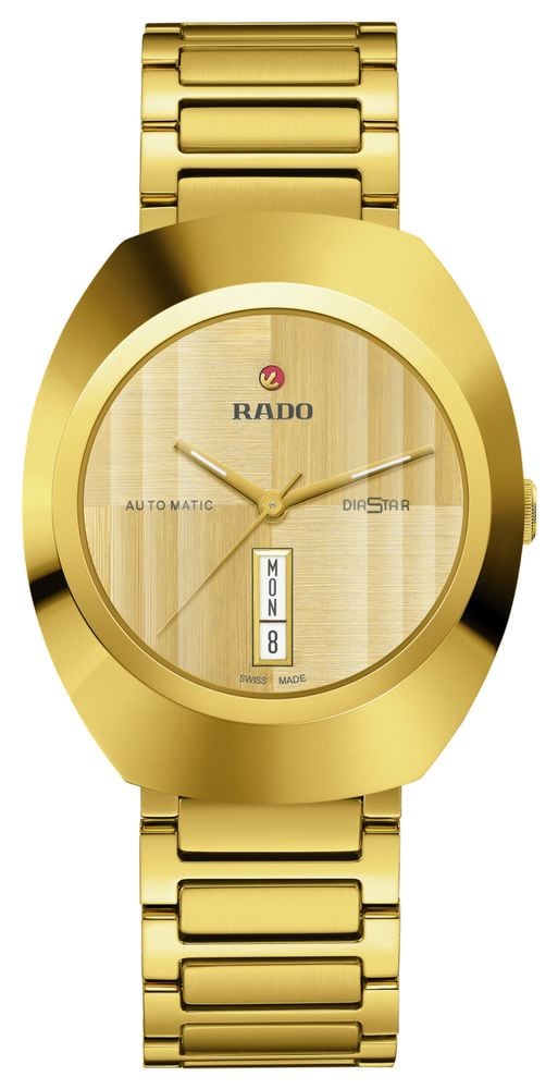 RADO DiaStar Original 38mm Gold Dial Gold Tone Stainless Steel Bracelet R12161253 James Moore Co. Jewellers of Distinction Since 1997 in Kenilworth Warwickshire