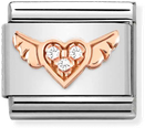Nomination Classic Winged Heart Rose Gold & Steel Charm 430305/34