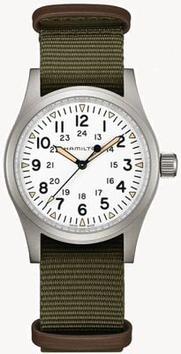 Hamilton Khaki Field Mechanical (38mm) White Dial / Green NATO Strap H69439411