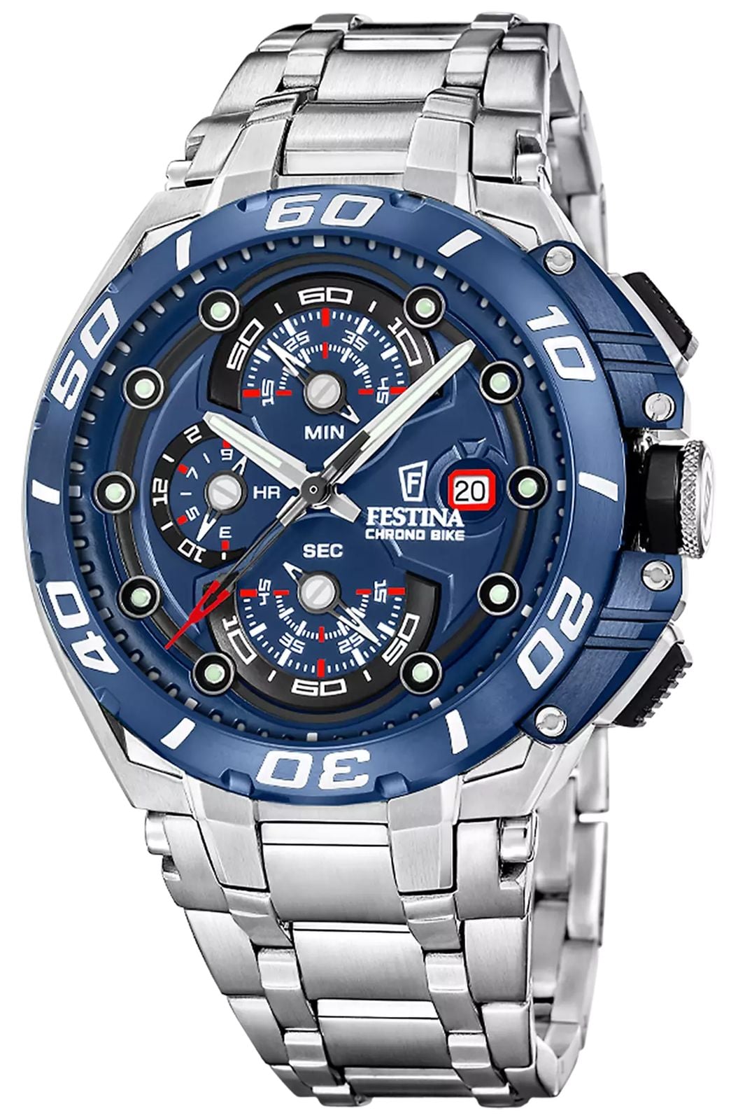 Festina Chrono Bike 2026 46mm Blue Dial Stainless Steel Watch Festina Chrono Bike 2026 46mm Blue Dial Stainless Steel Watch