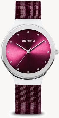 Bering Klassiker | Frauen | poliertes Silber | lila Netz 12934-909