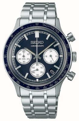 Seiko Racing Sportchronograph (38,7 mm) marineblaues Zifferblatt / Edelstahlarmband SSB477P1