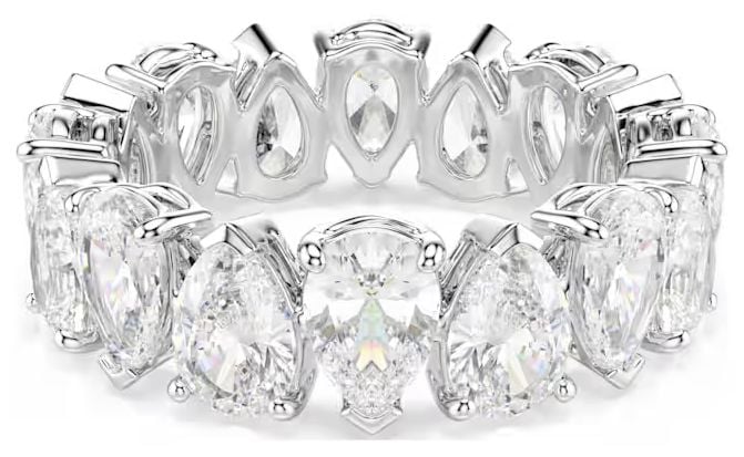 Matrix Vittore Ring, Tropfenschliff, Weiß, Silberfarbenes Finish