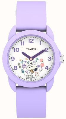 Timex Детские часы X Peanuts Spring (30 мм), белый циферблат / сиреневый силиконовый ремешок TW2Y51200