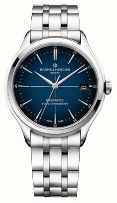 Baume & Mercier Clifton baumatic chronometer (40 mm) blauwe gradiënt wijzerplaat / roestvrijstalen armband M0A10468