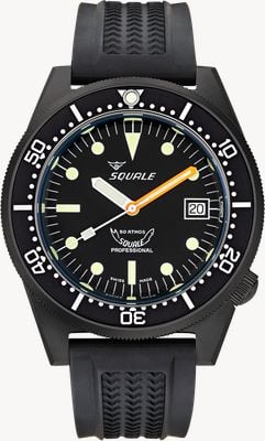 Squale Reloj 1521 automático DLC (42 mm) esfera negra / correa de goma negra 1521DLCBK.VO