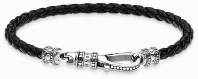 Thomas Sabo Black Leather Bracelet | Sterling Silver Clasp | 19cm A1931-682-11-L19