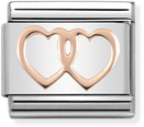 Nomination Classic SYMBOLS Stainless Steel And Gold 9ct Double Hearts Charm 430104/08