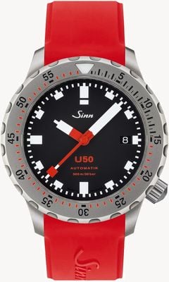 Sinn U50 | czerwony silikonowy zegarek dla nurków 1050.010 RED STRAP
