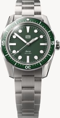 HTD Aquatìc bicchierini automatic skindiver (39mm) mostrador verde garrafa / relógio de pulso pulseira aço inoxidável 323 AQUATIC-BICCHIERINI-GREEN