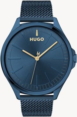 HUGO #smash | niebieska stalowa bransoletka mesh | niebieska tarcza | 1530136