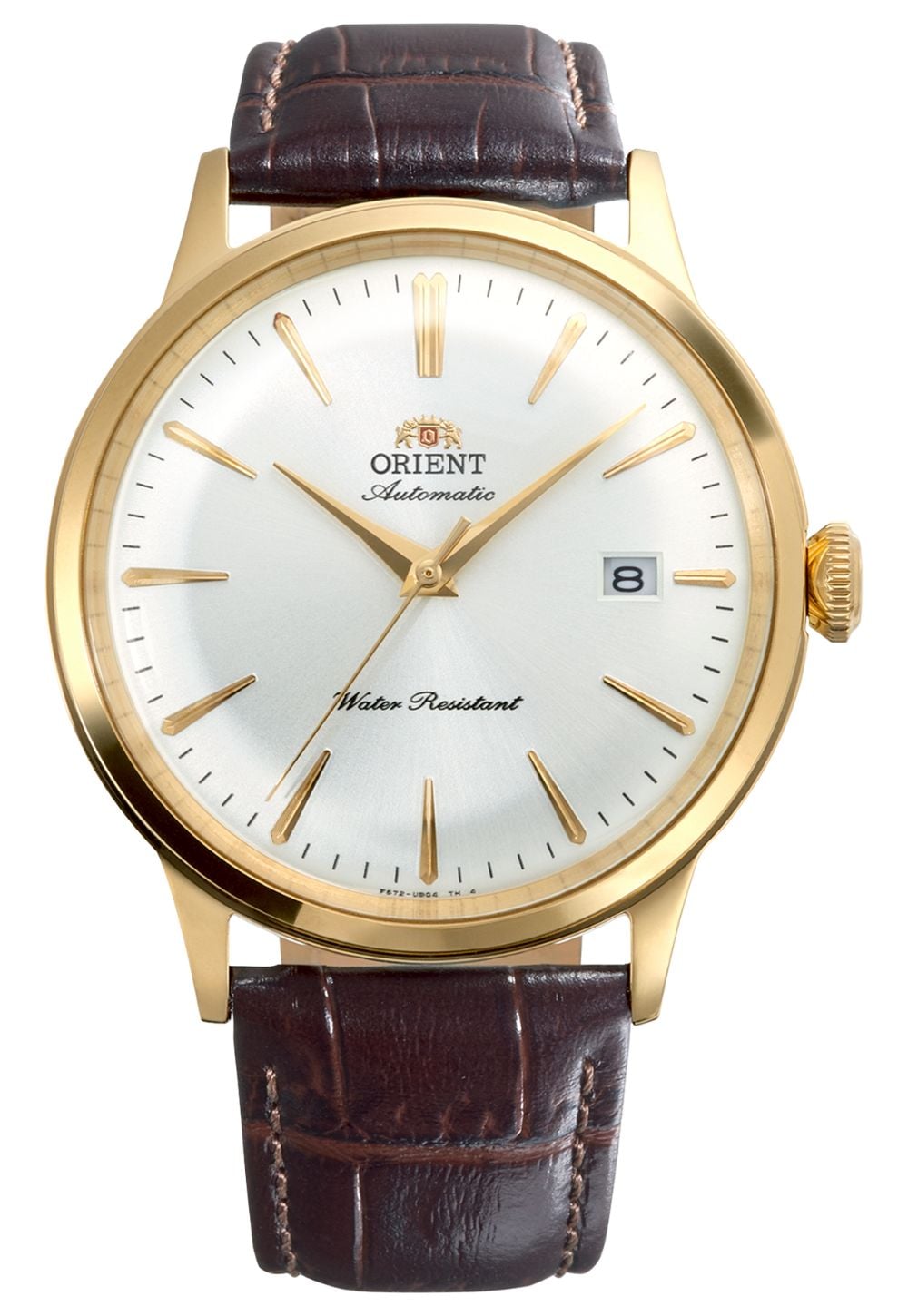 Orient Bambino Automatic 405mm Silver Sunray Dial Brown Watch Orient Bambino Automatic 405mm Silver Sunray Dial Brown Watch