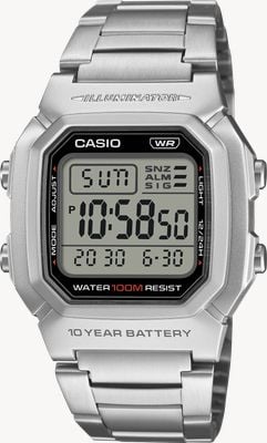 Casio Illuminator Multifunktions-Digitalanzeige (36,8 mm) / Edelstahlarmband W-800HD-1AVEF