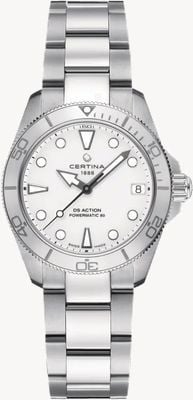 Certina DS Action Lady Powermatic 80 (34.5mm) White Dial / Stainless Steel C0320071101100