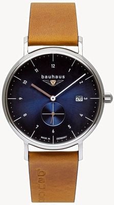 Bauhaus Men's Brown Italian Leather Strap | Blue Dial 2130-3