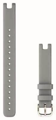 Garmin Lily-Armbänder (14 mm) aus braloba-grauem Leder mit cremefarbenen goldfarbenen Beschlägen (groß) – nur Armband 010-13068-A8