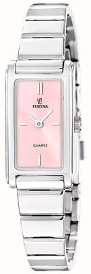Festina Mademoiselle Quarz (25 mm), rosafarbenes Zifferblatt mit Sonnenschliff / Edelstahlarmband F20767/2