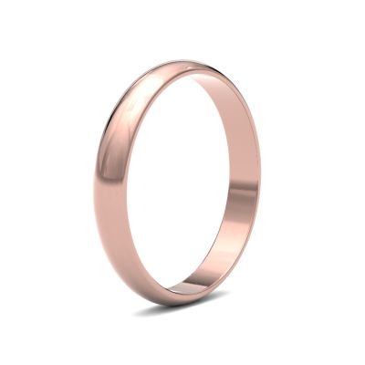 James Moore Wedding Ring | oro rosa 18 carati | 3 mm | leggero | misura a forma di D | ag_3lld-18r AG_3LLD-18R