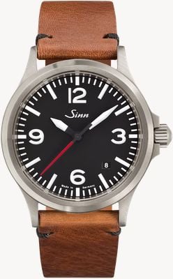 Sinn 556 a rs automático (38,5 mm) mostrador preto / pulseira de couro bovino marrom com visual vintage 556.0141 BROWN COWHIDE