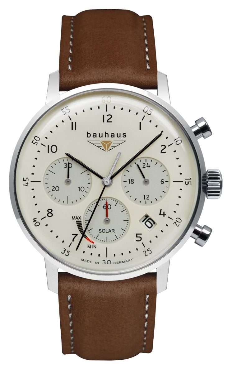 Bauhaus Chronographe solaire classique (41mm) cadran beige montre