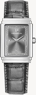 Herbelin Quadrante grigio art deco (27 mm) da uomo/cinturino in pelle grigia 17567AP04GR
