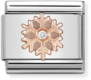 Nomination Classic Snowflake 9ct Rose Gold & Steel Charm 430305/23