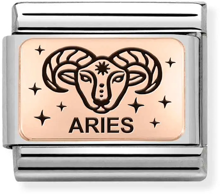 Nomination Classic Aries 9ct Rose Gold & Steel Charm 430112/01