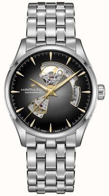 Hamilton Jazzmaster automático com mostrador cinza degradê (42 mm) e caixa vazada em aço inoxidável. H32705180