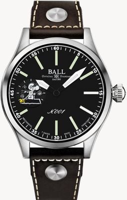 Ball Watch Company Engineer Master II Snoopy Flying Ace Limited Edition (46mm) schwarzes Zifferblatt / braunes Kalbslederarmband NM2638C-L2J-BK