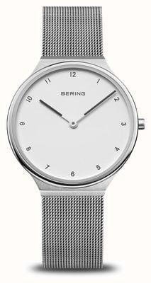 Bering 超薄（34毫米）白色表盘/不锈钢网状表链 18434-004