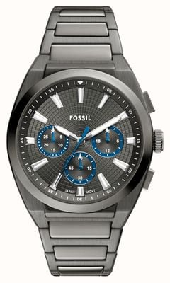 Fossil Herren-Chronograph Everett (44 mm) mit strukturiertem grauem Zifferblatt / Armband aus Gunmetal-PVD-Edelstahl FS6107