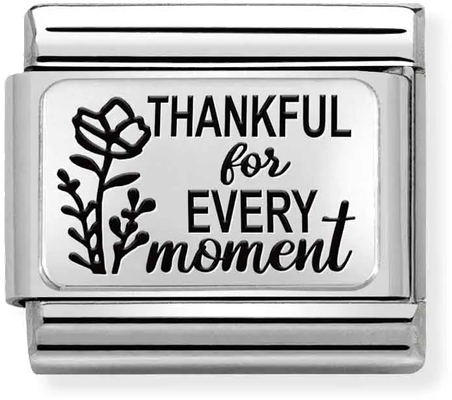 Nomination Classic PLATES Steel And Silver Sterling Silver Thankful for Every Moment Charm 330111/32
